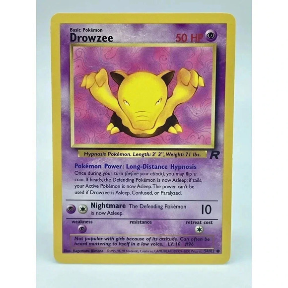 Drowzee‎ 54/82 Team Rocket Common Pokemon Non Holo WOTC Vintage 2000 MP - Picture 1 of 9